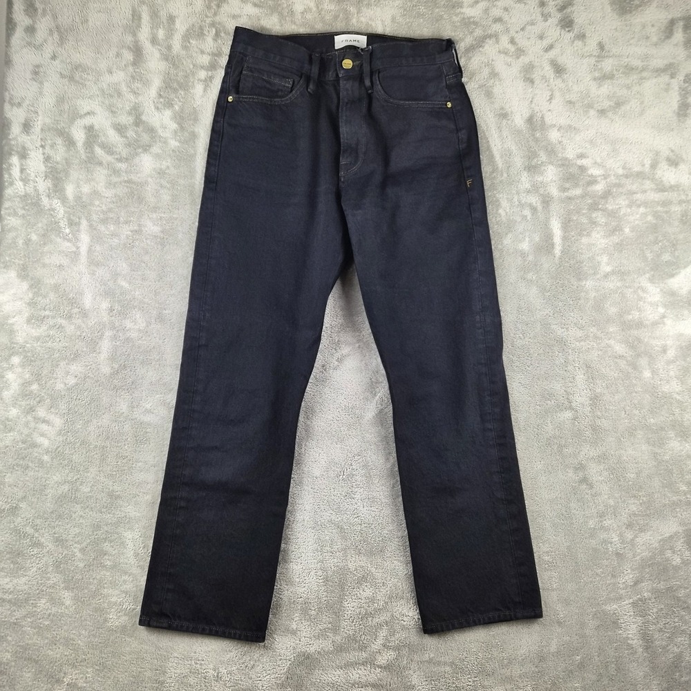 Frame Le Piper Jeans Womens 26 Black Denim 100% Cotton Straight Blackletter USA